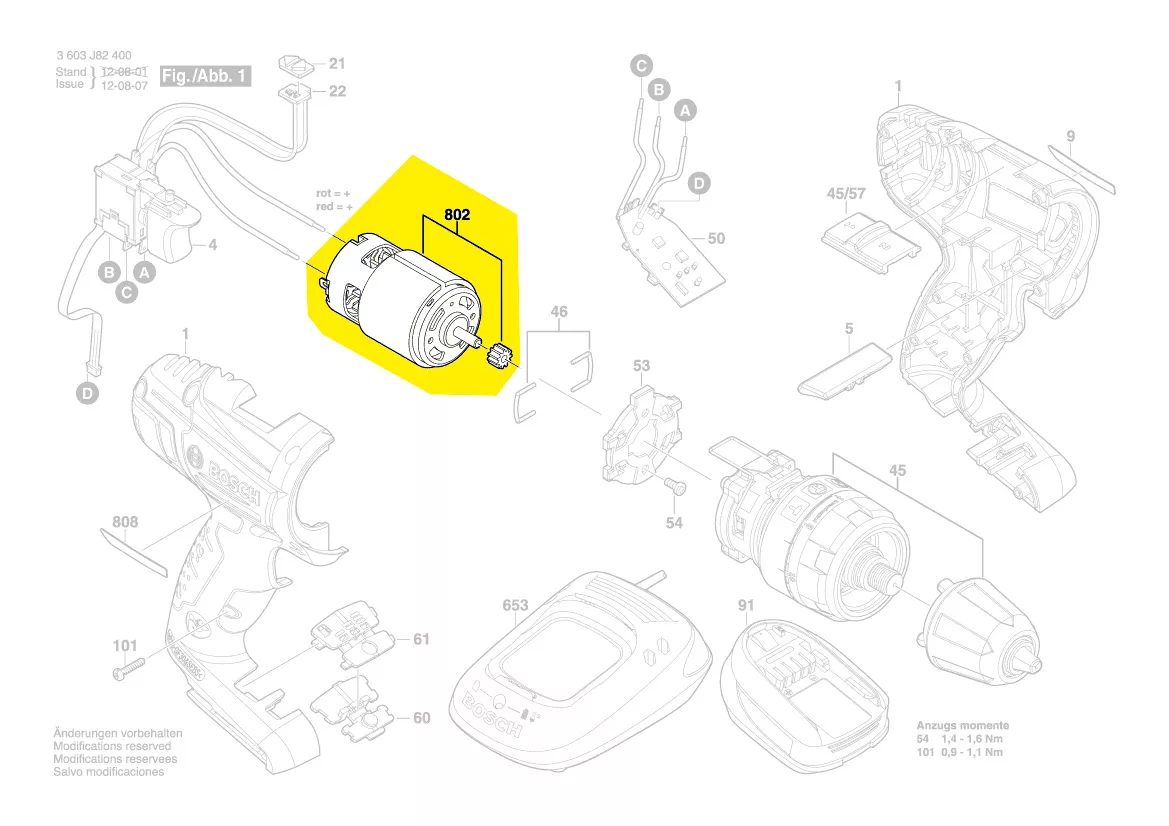 Moteur 14,4V réf. 2 609 006 398 Bosch